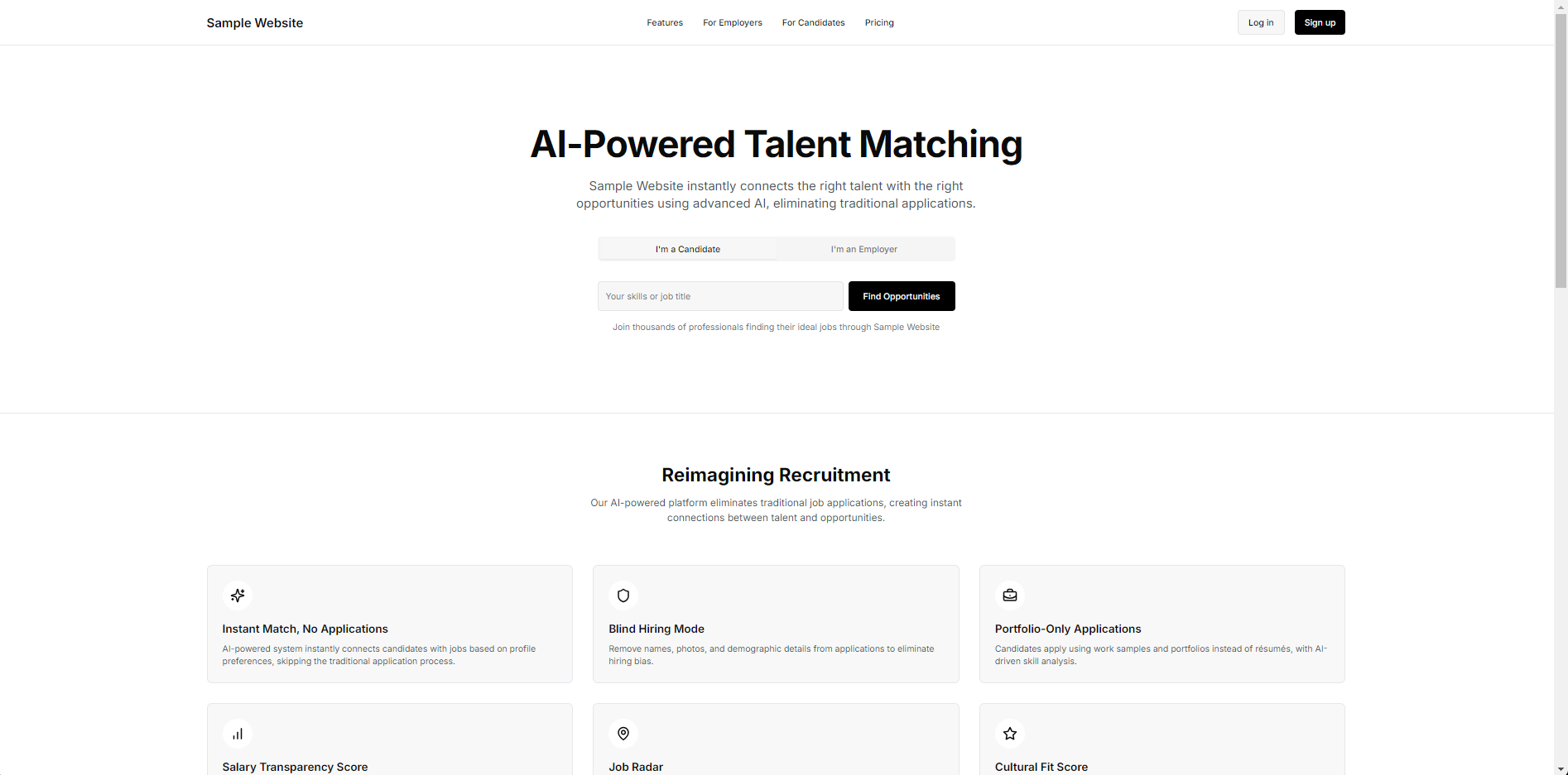 AI-Powered Talent Matching Homepage